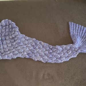 Crocheted Purple Mermaid Tail Blanket